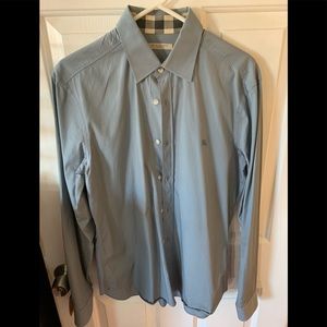 Men’s Med Burberry Blue Grey button down